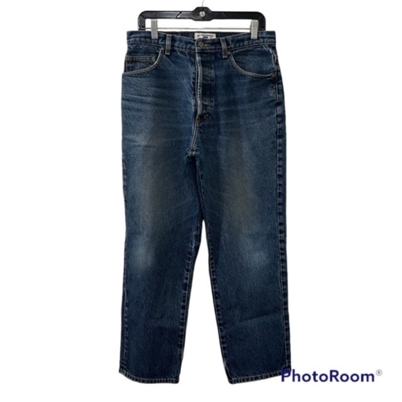 American Eagle Outfitters Dungarees Mens Buttonfly Blue Denim Jeans Size W33 L30 - Picture 2 of 12